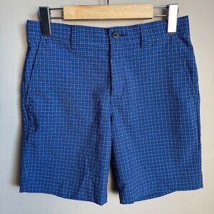 PGA Tour Boy's Mini Check Performance Golf Shorts Active Outdoor Blue Medium